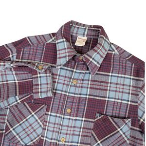 Big Mac JCPenney Mens Flannel Shirt Blue Maroon Plaid Cotton Medium Portugal
